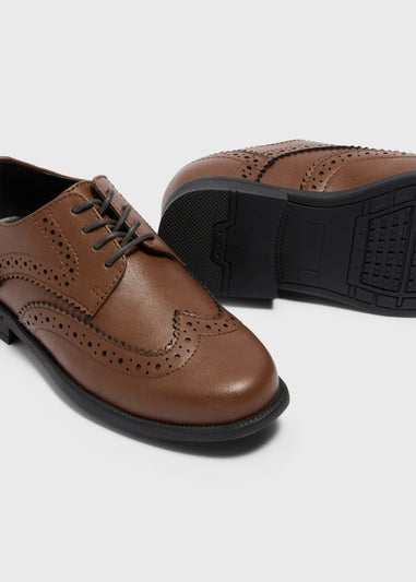 Boys Tan Brogue PU Formal Shoes (Younger 8-Older 2)