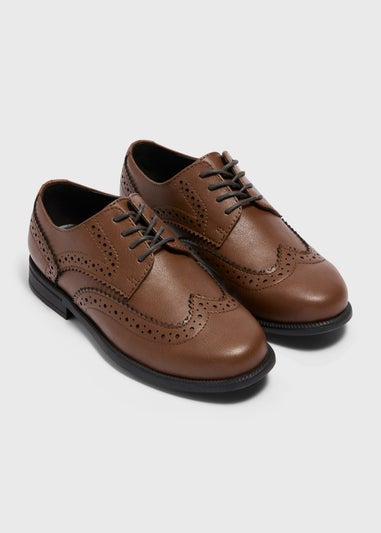 Boys Tan Brogue PU Formal Shoes (Younger 8-Older 2)