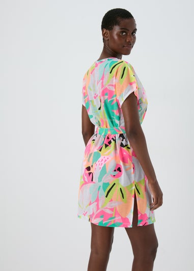 Multicolour Abstract Print Jersey Kaftan