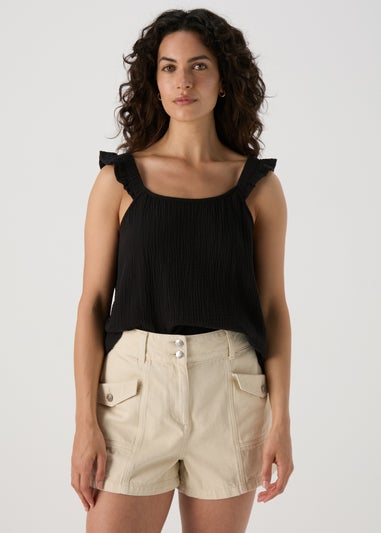 Black Double Cloth Cami Top