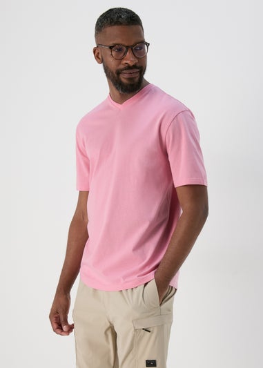 Pale Pink V Neck T-Shirt