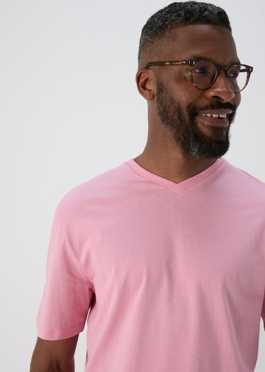 Pale Pink V Neck T-Shirt