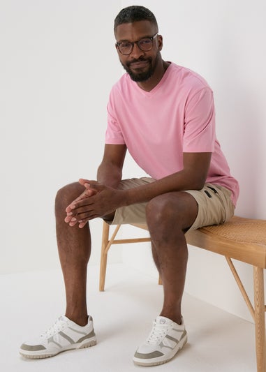 Pale Pink V Neck T-Shirt