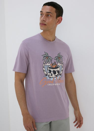 Lilac Good Vibes Skull T-Shirt