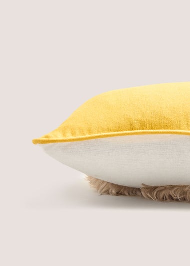 Yellow Fluffy Highland Cow Cushion (30cm x 50cm)