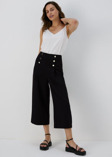 Black Button Front Trousers