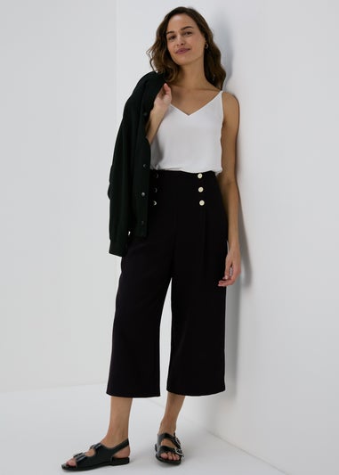 Black Button Front Trousers