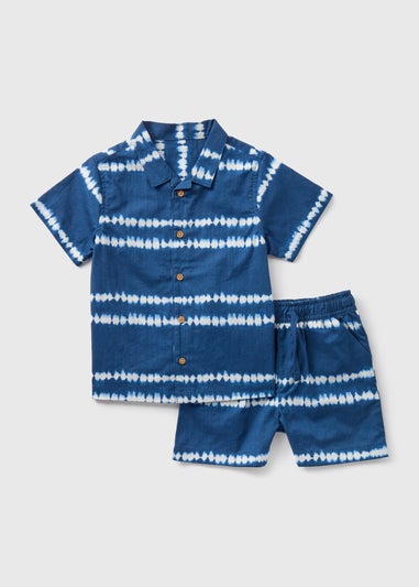 Boys Blue Tie Dye Shirt & Shorts Set (1-7yrs)