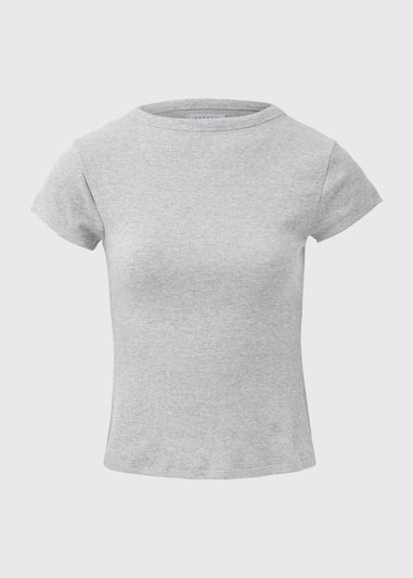 Grey Marl Ribbed T-Shirt