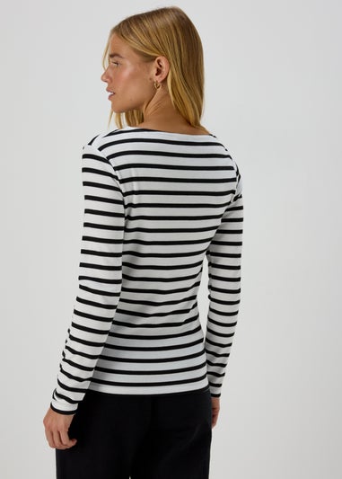 Monochrome Cut Out Long Sleeve Top