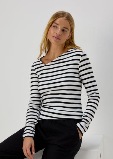 Monochrome Cut Out Long Sleeve Top