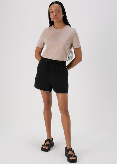 Black Co Ord Linen Shorts