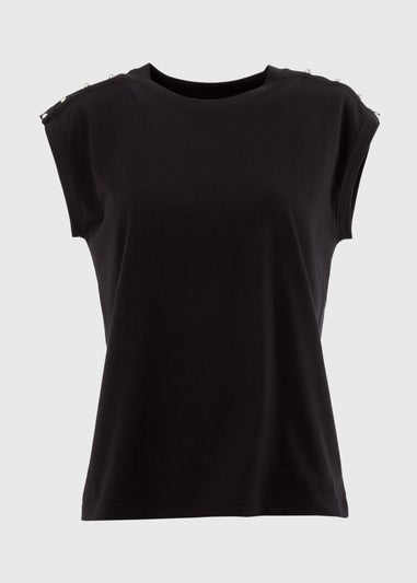 Et Vous Black Stud Detail T-Shirt