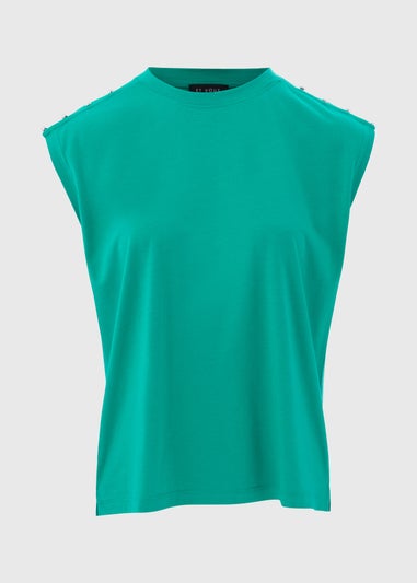 Et Vous Green Stud Detail T-Shirt