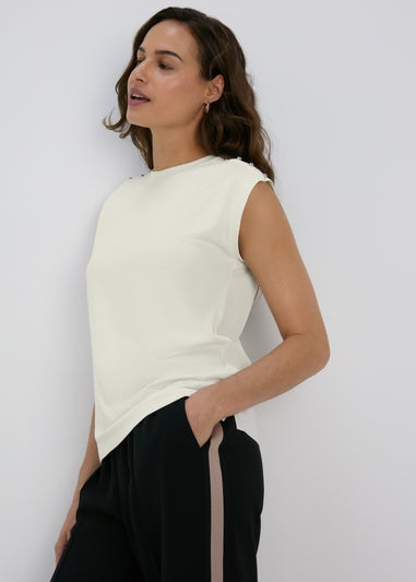 Et Vous Ivory Stud Detail T-Shirt