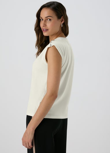 Et Vous Ivory Stud Detail T-Shirt