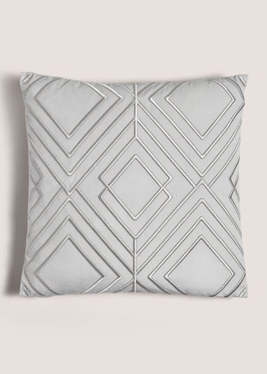 Grey 3D Diamond Embroidery Cushion (43cm x 43cm)