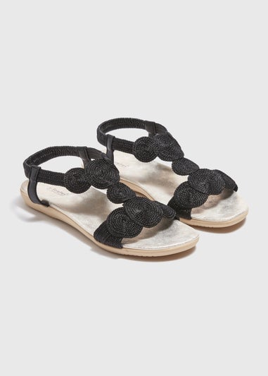 Black Plaited Sandals