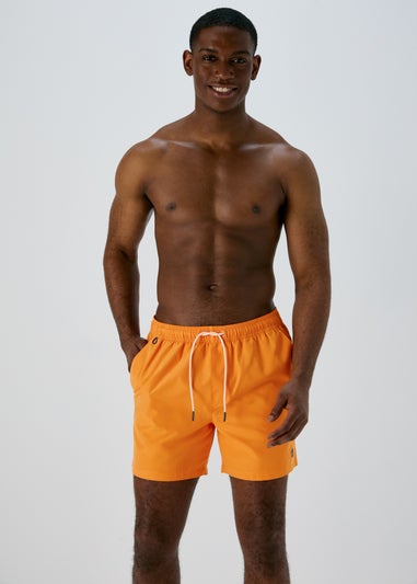 Orange Embroidered Swim Shorts