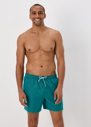 Teal Embroidered Swim Shorts