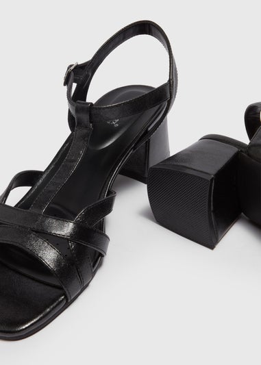 Soleflex Black Strappy Block Heels