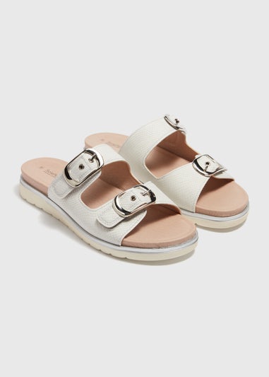 White Double Buckle Sandals