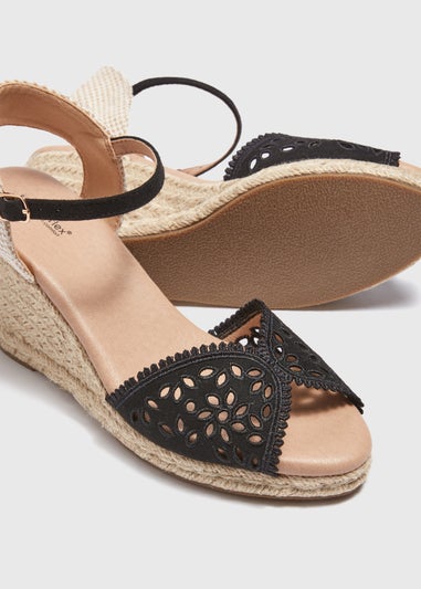 Black Lace Espadrille Sandals