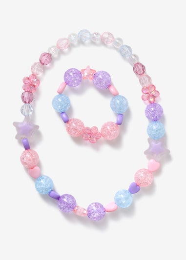 Kids Multicoloured Beaded Necklace & Bracelet Set