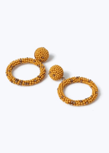 Orange Beaded Drop Earrings