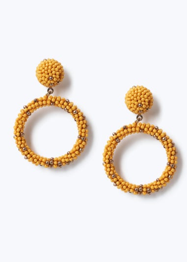 Orange Beaded Drop Earrings