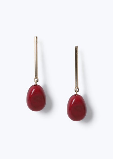 Red Stick Drop Earrings