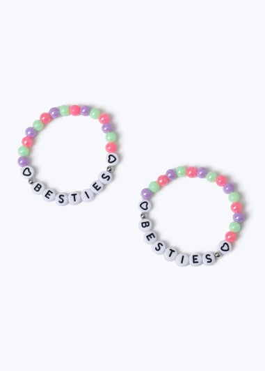 Kids 2 Pack Multicoloured Pastel BFF Bracelets
