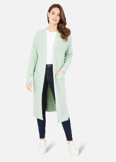 Yumi Sage Green Knitted Maxi Cardi