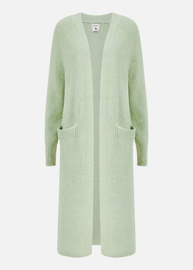 Yumi Sage Green Knitted Maxi Cardi