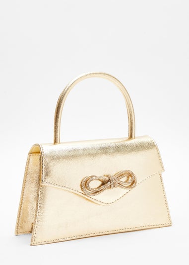 Quiz Gold Foil Diamante Bow Mini Tote Bag
