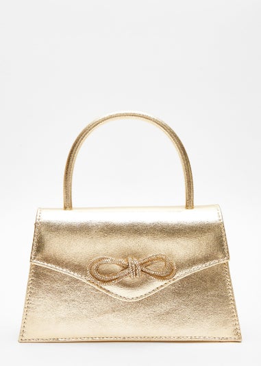 Quiz Gold Foil Diamante Bow Mini Tote Bag