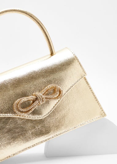 Quiz Gold Foil Diamante Bow Mini Tote Bag