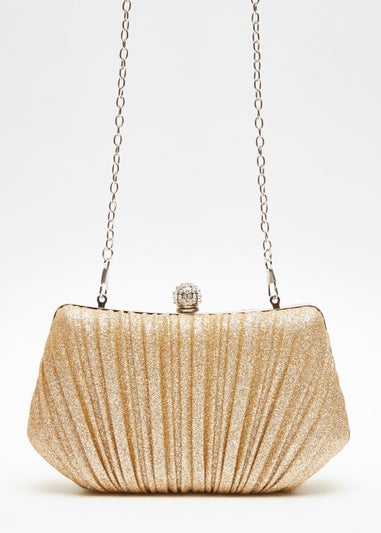 Quiz Gold Glitter Pleated Box Bag