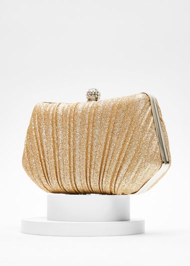 Quiz Gold Glitter Pleated Box Bag