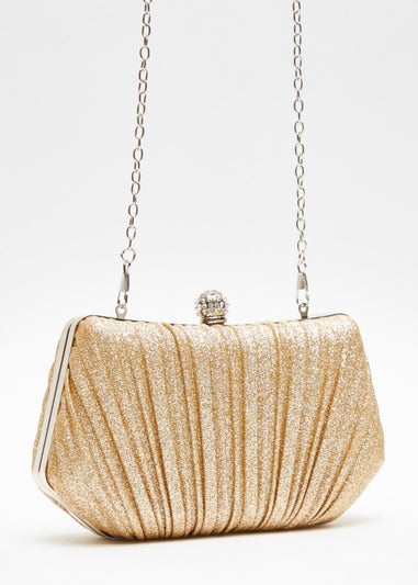 Quiz Gold Glitter Pleated Box Bag