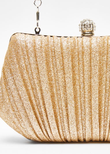 Quiz Gold Glitter Pleated Box Bag