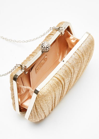 Quiz Gold Glitter Pleated Box Bag