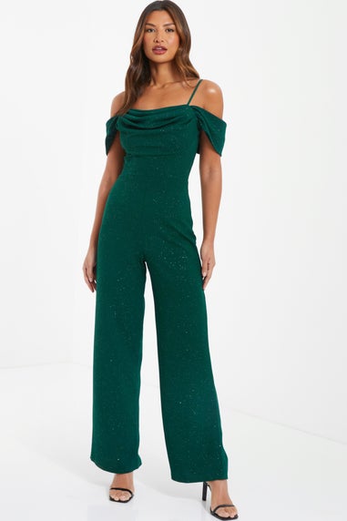 Quiz Green Glitter Palazzo Jumpsuit