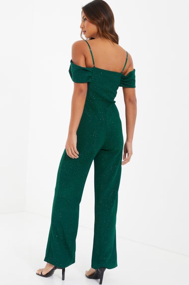 Quiz Green Glitter Palazzo Jumpsuit