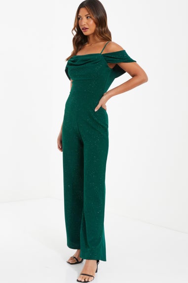 Quiz Green Glitter Palazzo Jumpsuit