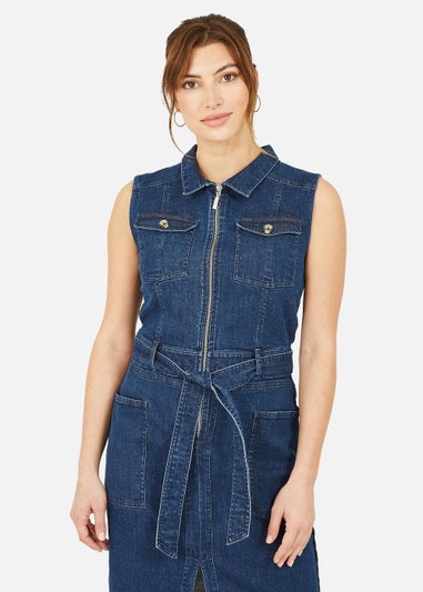Yumi Sleeveless Denim Stretch Utility Dress