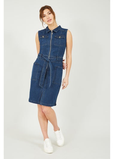 Yumi Sleeveless Denim Stretch Utility Dress