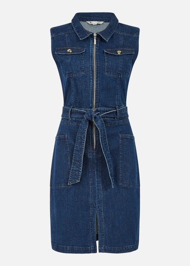 Yumi Sleeveless Denim Stretch Utility Dress