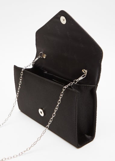 Quiz Black Diamante Trim Clutch Bag