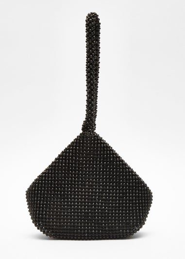 Quiz Black Diamante Pouch Bag